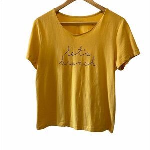 “Let’s Brunch” Yellow Cotton Graphic Tee Shirt L